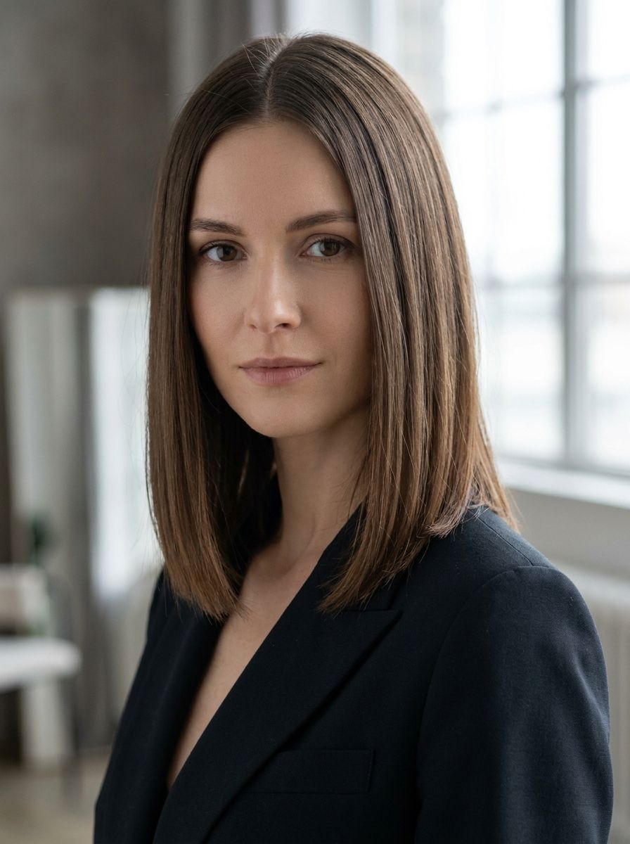 Sleek Lob mit Mittelscheitel - Abschlussball Frisuren mittellang